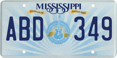 MS license plate ABD349