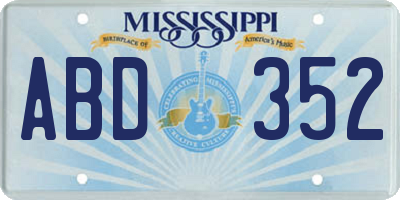 MS license plate ABD352