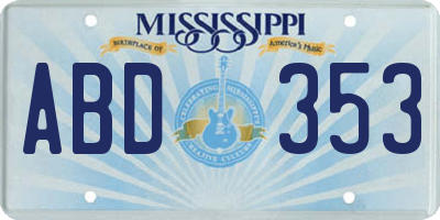 MS license plate ABD353