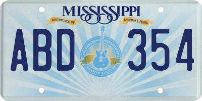 MS license plate ABD354