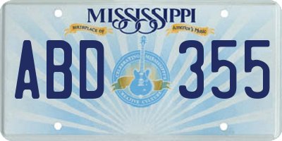 MS license plate ABD355