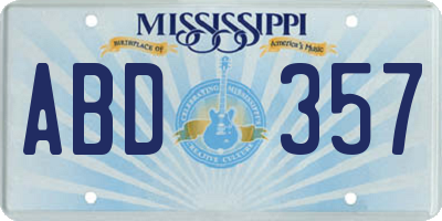 MS license plate ABD357