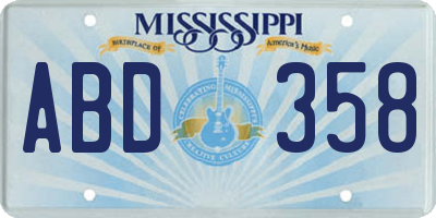 MS license plate ABD358