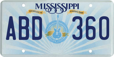 MS license plate ABD360
