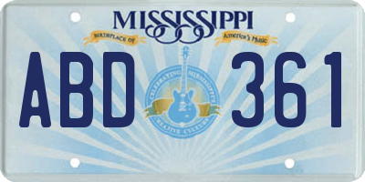 MS license plate ABD361