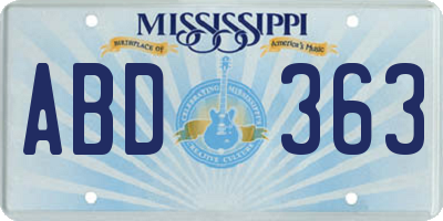 MS license plate ABD363