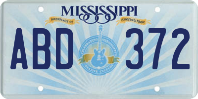MS license plate ABD372