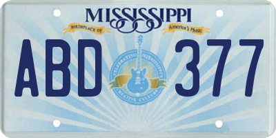 MS license plate ABD377