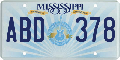 MS license plate ABD378