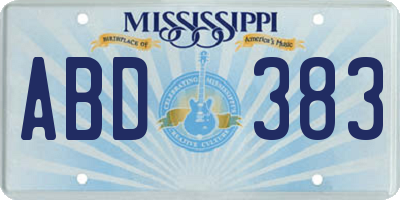 MS license plate ABD383