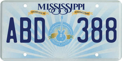 MS license plate ABD388
