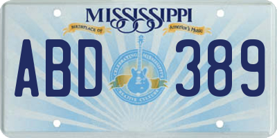 MS license plate ABD389