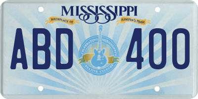 MS license plate ABD400