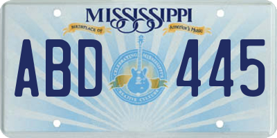 MS license plate ABD445