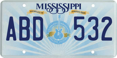 MS license plate ABD532