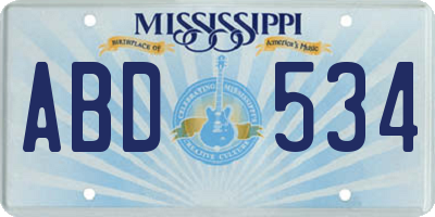 MS license plate ABD534