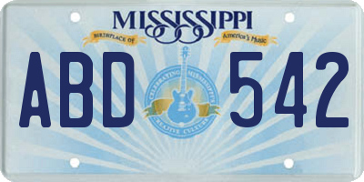 MS license plate ABD542