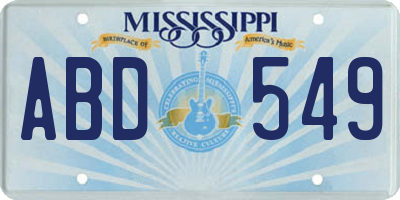 MS license plate ABD549