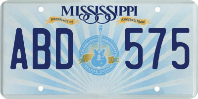 MS license plate ABD575