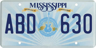 MS license plate ABD630