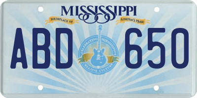 MS license plate ABD650