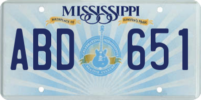 MS license plate ABD651