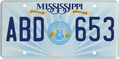 MS license plate ABD653