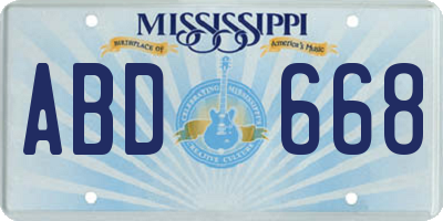 MS license plate ABD668