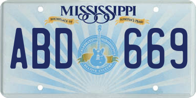 MS license plate ABD669