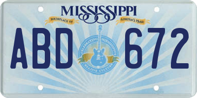 MS license plate ABD672