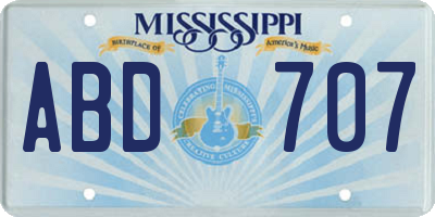 MS license plate ABD707