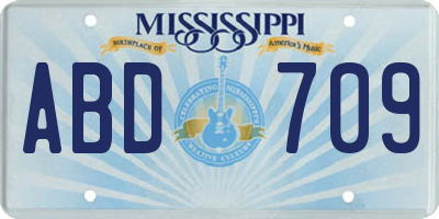 MS license plate ABD709