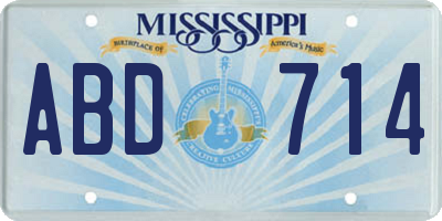MS license plate ABD714