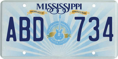 MS license plate ABD734