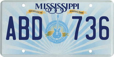 MS license plate ABD736