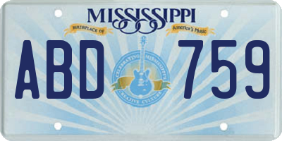 MS license plate ABD759