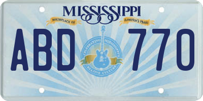 MS license plate ABD770