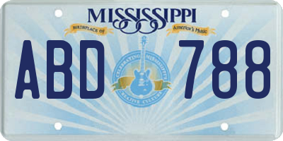 MS license plate ABD788