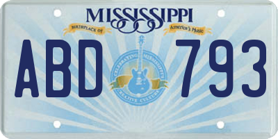 MS license plate ABD793