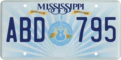 MS license plate ABD795