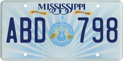 MS license plate ABD798