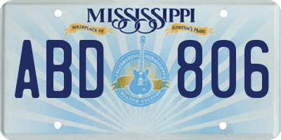 MS license plate ABD806