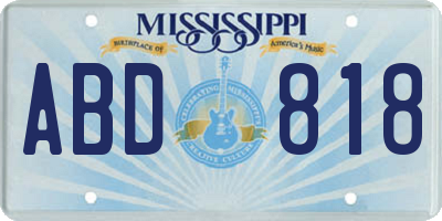 MS license plate ABD818