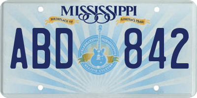 MS license plate ABD842