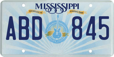 MS license plate ABD845