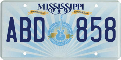 MS license plate ABD858