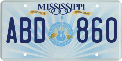 MS license plate ABD860