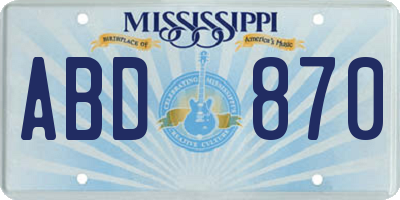 MS license plate ABD870