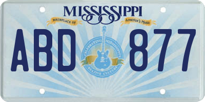 MS license plate ABD877