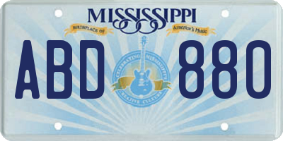 MS license plate ABD880